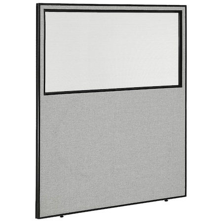 Global Industrial 60-1/4W x 72H Office Partition Panel with Partial Window, Gray 694665WGY